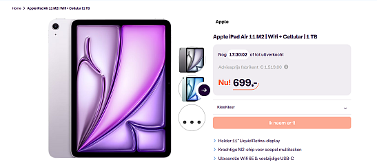 Apple iPad Air 11 M2 | Wifi + Cellular | 1 TB