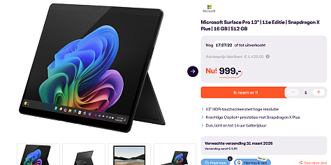 Microsoft Surface Pro 13" | 11e Editie | Snapdragon X Plus | 16 GB | 512 GB