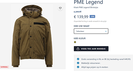 PME Legend jas aan de helft van de prijs