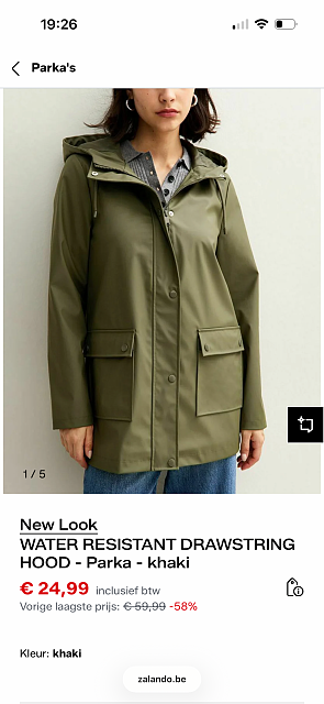 WATER RESISTANT DRAWSTRING HOOD - Parka -58%