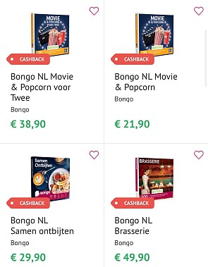 Cashback op bongo bons