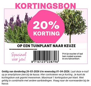 20% korting op een tuinplant naar keuze