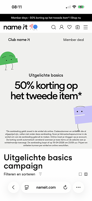 Tot -50% op het 2 de item.