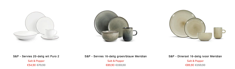 44% korting op serviesset Salt&Pepper
