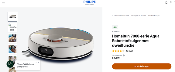 Robotstofzuiger: Stofzuigen en dweilen - Philips HomeRun 7000 Series Aqua XU7000/02