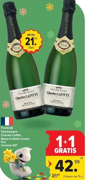 1+1 champagne 75 cl bij Carrefour