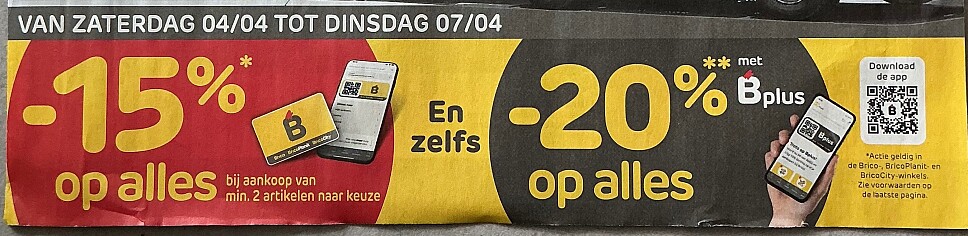 Brico&BricoPlanit -15% en -20%