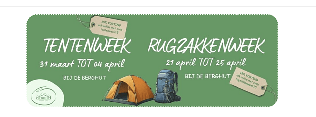 Tenten en rugzakken week bij De Berghut!