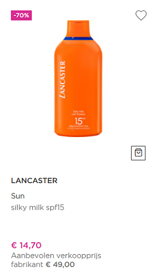 -70% Lancaster Sun SILKY MILK SPF15