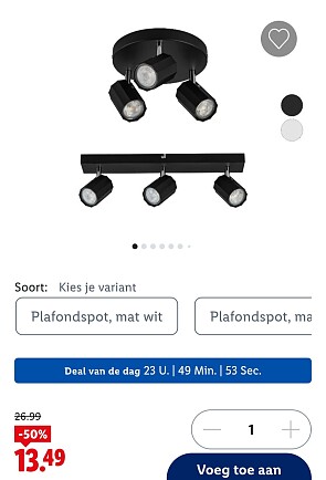 Ledplafondlamp met 3 draaibare spots -50%