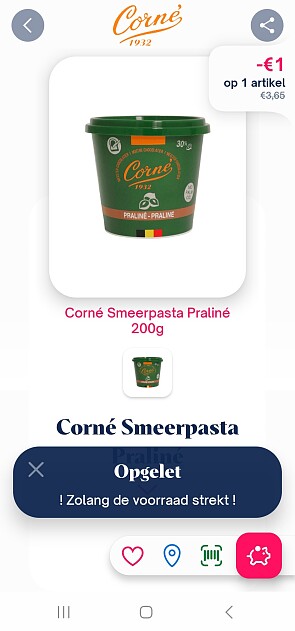 Corné smeerpasta praliné 200g -€1