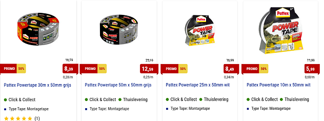 Ductape aan 50% korting!