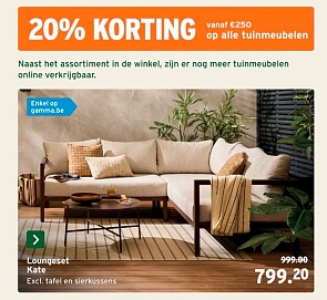 20% korting vanaf €250 op alle tuinmeubelen
