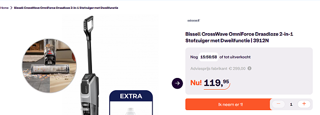 Bissell CrossWave OmniForce Draadloze 2-in-1 Stofzuiger met Dweilfunctie | 3912N