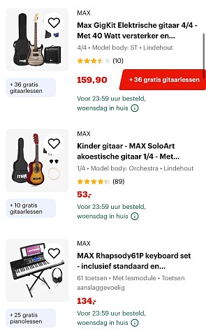 Gratis online les bij aankoop MAX muziekinstrument