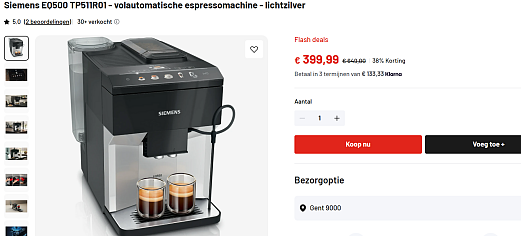 Siemens EQ500 TP511R01 - volautomatische espressomachine - lichtzilver