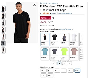 PUMA Heren TAD Essentials Effen T-shirt XXL -67%
