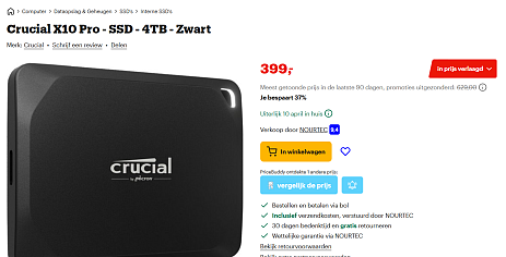 Crucial X10 Pro 4TB externe SSD-harde schijf