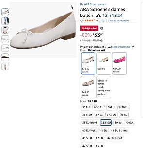 ARA Schoenen dames ballerina's 38,5 -66%
