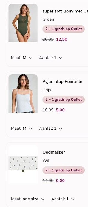 17,50€ ipv 60,97€ bij Hunkemöller