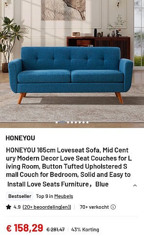 HONEYOU 165cm Loveseat Sofa