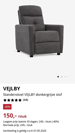 Standenstoel VEJLBY donkergrijze stof -40%