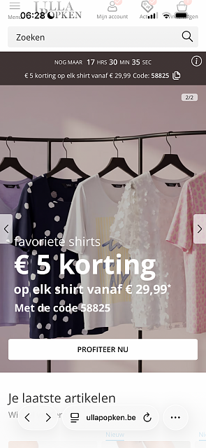 €5 korting op elke shirt