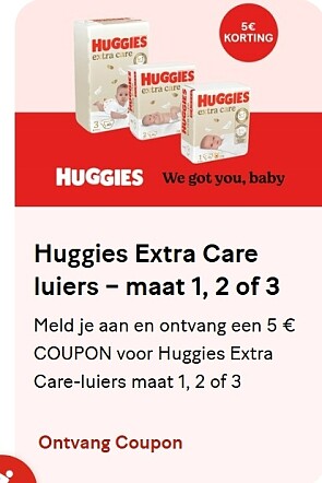 huggies coupon -5,00 euro aanvragen
