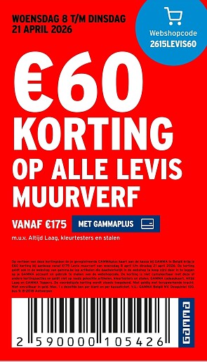 Tot 60€ korting op muurverf bij gamma