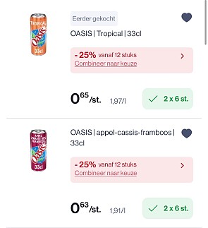 Oasis blikjes 33 cl mooie korting