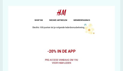 H&m deze avond 20% in de app