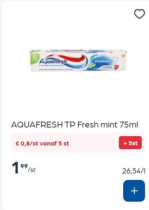 Aquafresh tandpasta fresh mint -60%