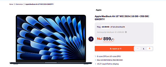 Apple MacBook Air 15" M3 | 2024 | 16 GB + 256 GB | QWERTY