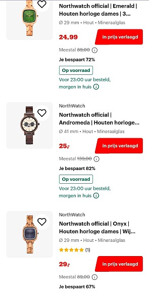Northwatch houten dames- en herenhorloges