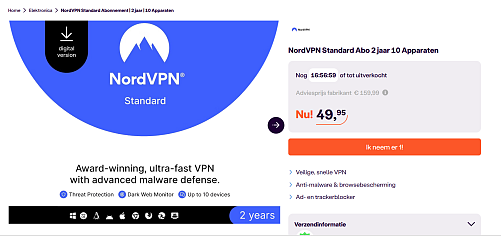 NordVPN Standard Abo 2 jaar 10 Apparaten