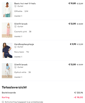 30,96 euro ipv 128,96 euro bij Lola & Liza online