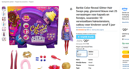 Barbie Color Reveal Glitter Hair Swaps pop, glanzend blauw
