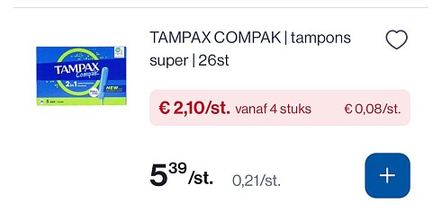 Tampax compak tampons in promo