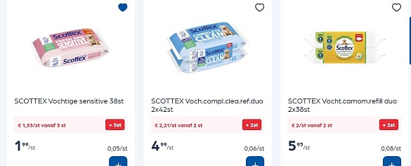Scottex vochtige doekjes goedkoper