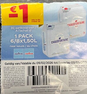 Chaudfontaine plat water 1,5L flessen in promo + coupon