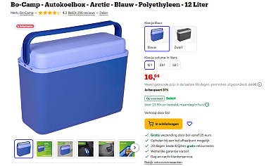 Bo-Camp - Autokoelbox - Arctic - Blauw - Polyethyleen - 12 Liter