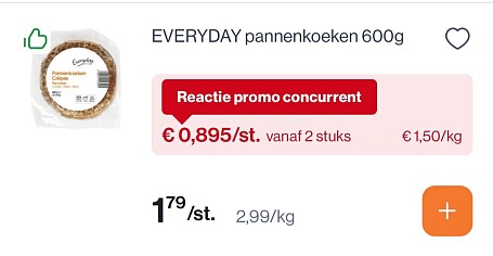 Everyday pannenkoeken -50% bij Colruyt