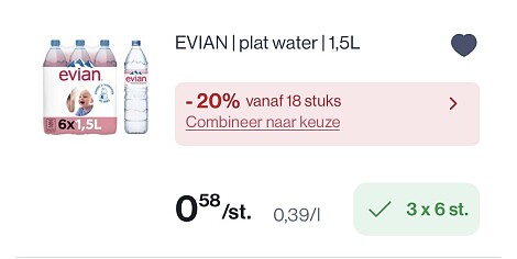 evian in promo + coupon bij colruyt