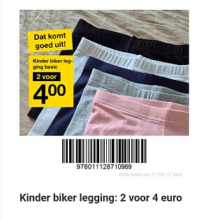 Kinder biker legging 2 voor 4 euro