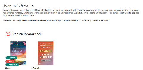 Bij aankoop van 'Orlando' van Harry Whittaker, ontvang je 10% korting op het nieuwe boek van Eleanor Buchanan.
