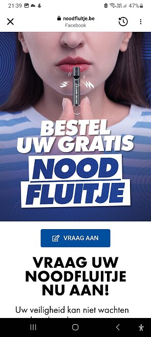 Gratis noodfluitje "veiligheid boven alles"