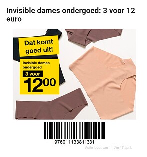 Invisible dames ondergoed 3 voor 12 euro