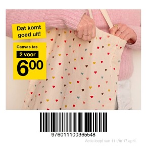 Canvas tas 2 voor 6 euro