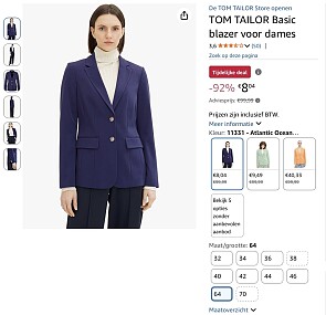 TOM TAILOR Basic blazer voor dames maat 64 -92%