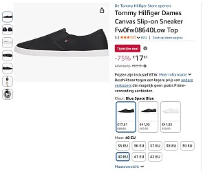 Tommy Hilfiger Dames Canvas Slip-on Sneaker 40 -75%